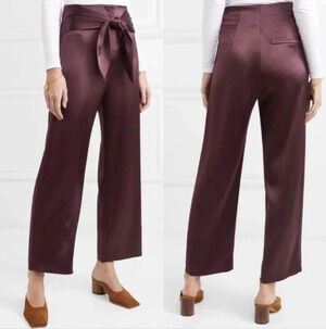 Nanushka Purple Satin Pants Caribe High Waisted  XS